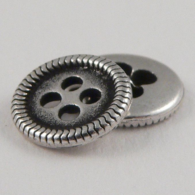 9mm Silver Metal 4 Hole Shirt Button - Totally Buttons