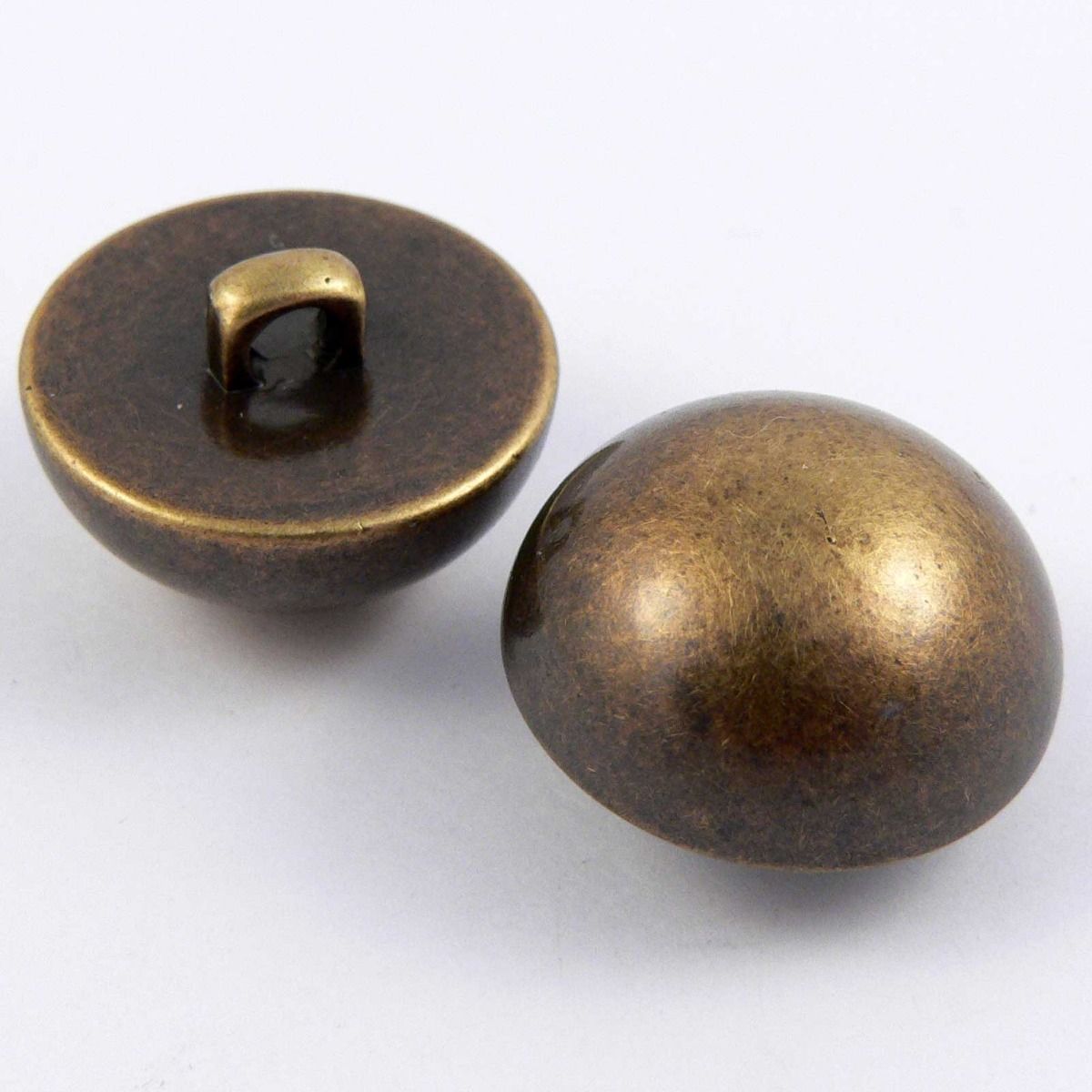 14mm Plain Metal Shank Button with Anti Brass Color Top Brass