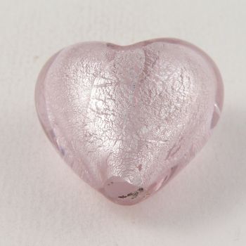 28mm Pink Heart Pendant Glass 1 Hole Button