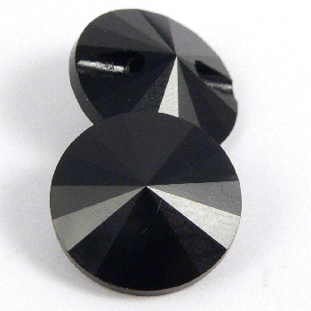 16mm Rivoli Crystal Jet Black Shank Glass Button