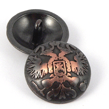 22.5mm Brushed Copper &  Brass Coat Of Arms Metal Shank Button