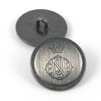 15mm Brushed Pewter Coat of Arms Metal Shank Suit Button