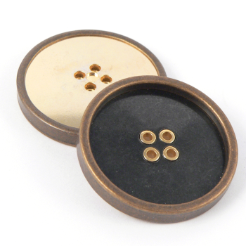 28mm Brass with Gold Eyelet 4 Hole Metal Coat Button