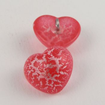 17mm Shattered Red Domed Heart Shank Button