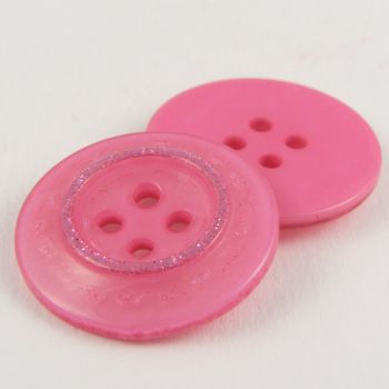 25mm Pink Glitter 4 Hole Button