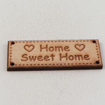 42mm Wooden 'Home Sweet Home' Tag 4 Hole Button