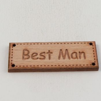 42mm Wooden 'Best Man' 4 Hole Tag Button