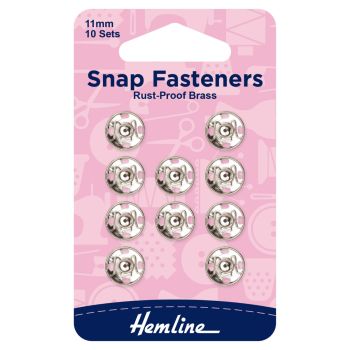 11mm Silver Sew On Snap Fasteners Hemline