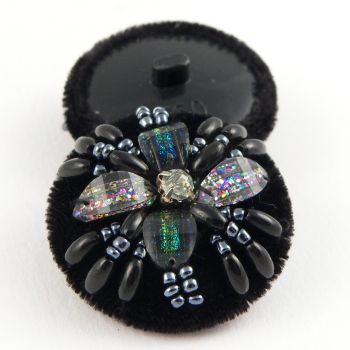 33mm Handmade Beaded & Diamante Shank Button