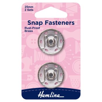 25mm Silver Sew On Snap Fasteners Hemline