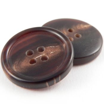 15mm Brown Round Horn 4 Hole Button