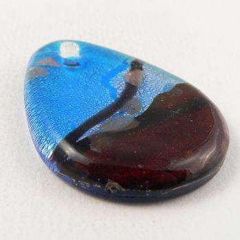 40mm 1 Hole Blue Pendant Glass Button