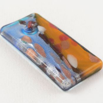 50mm 1 Hole Multicoloured Rectangular Glass Pendant/Button