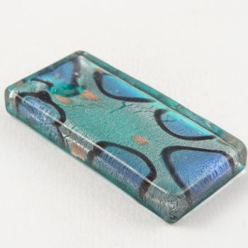 50mm Animal Print Rectangular Glass 1 Hole Pendant/Button