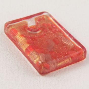 32mm Orange Rectangular Glass 1 Hole Pendant/Button