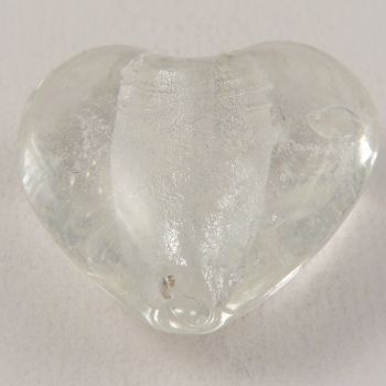 35mm  Silver Heart Pendant Glass 1 Hole Button