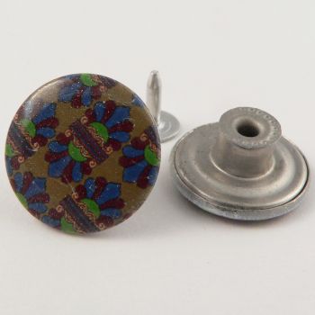 20mm Jeans Multicoloured Print 1 Hole Button