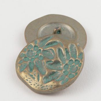 32mm Gold Metal Floral Shank Button