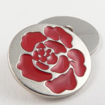 25mm Round Enamelled Flower Shank Metal Button