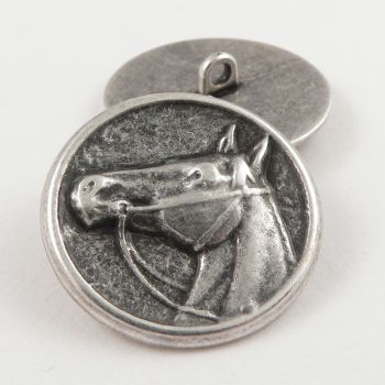 27mm Silver Horse Head Metal Shank Button