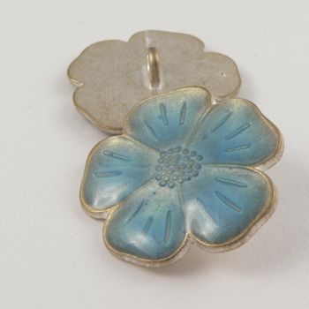 20mm Italian Blue Enamel Flower Metal Shank Button