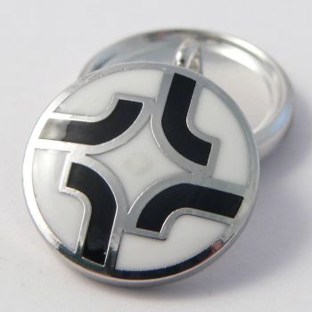 20mm White & Black Metal & Enamel Shank Suit Buttons