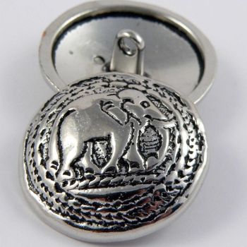 15mm Silver Elephant Metal Shank Button