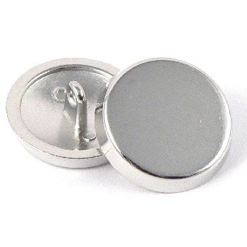 15mm Chrome Chunky Flat Shank Metal Button