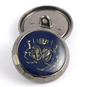 22.5mm Blue Enamel And Pewter Coat of Arms Metal Shank Suit Button