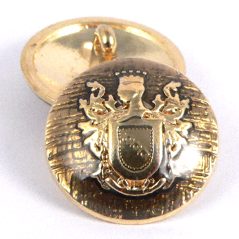 20mm Gold & Enamel Domed Metal Coat Of Arms Shank Suit Button