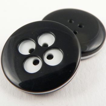 38mm Black/white Circular 4 Hole Button