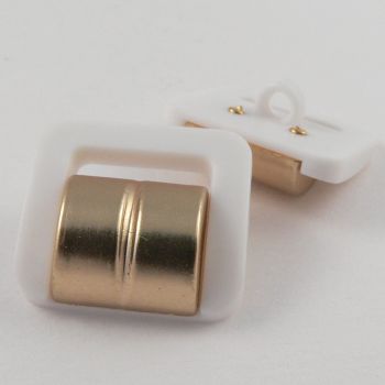 21mm White/Gold Buckle Shank Button