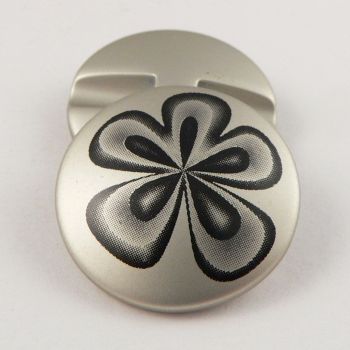 18mm Silver Flower Print Shank Sewing Button