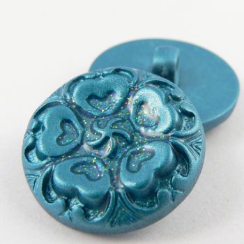 25mm Blue Glittery Decorative Shank Coat Button