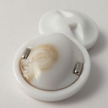 30mm White Irregular Shank Horn Effect Coat Button