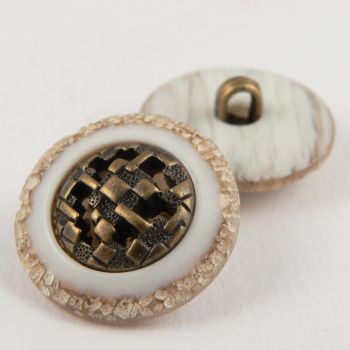 15mm Stone Effect/Brass Contemporary Shank Sewing/Suit Button