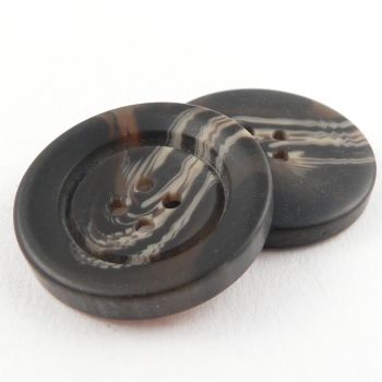 30mm Chocolate Horn Effect Matt 4 Hole Coat Button