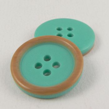 15mm Mint Green & Wood Effect Suit Style 4-Hole Button