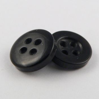 9mm Shiny Black 4 Hole Shirt Button