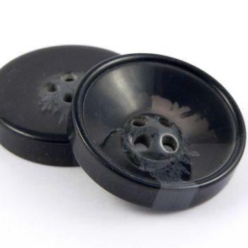 34mm Black & Grey Deep Rimmed 4 Hole Coat Button