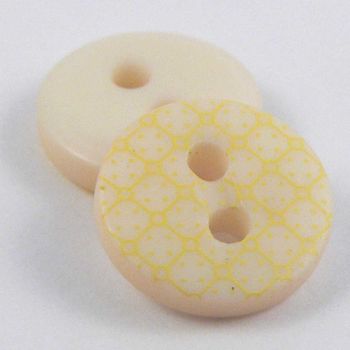 11mm Yellow & Cream Ornate 2 Hole Shirt Button