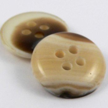 15mm Caramel & Cream Marble 4 Hole Shirt Button