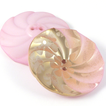 45mm Pink & Gold Art Deco Gramophone Style 2 Hole Button