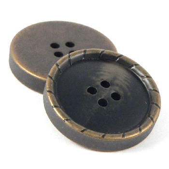 20mm Black & Brass Slightly Raised Rim 4 hole Suit Button