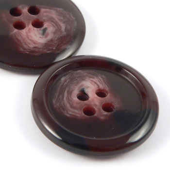 15mm Burgundy Horn Effect 30% Biomass & Urea 4 Hole Suit Button