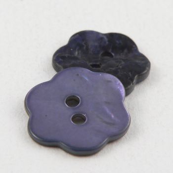 12mm Bluey-Lilac Flower Agoya Shell 2 Hole Button