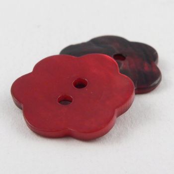 20mm Red Flower Agoya Shell 2 Hole Button