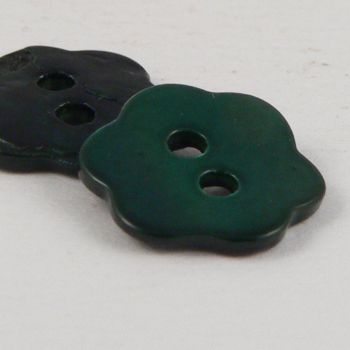 12mm Emerald Green Flower Agoya Shell 2 Hole Button