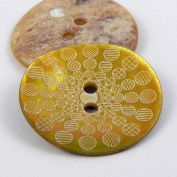 23mm Yellow Circles Agoya Shell 2 Hole Button