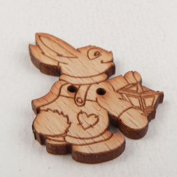 24mm Cute Rabbbit Wood 2 Hole Button